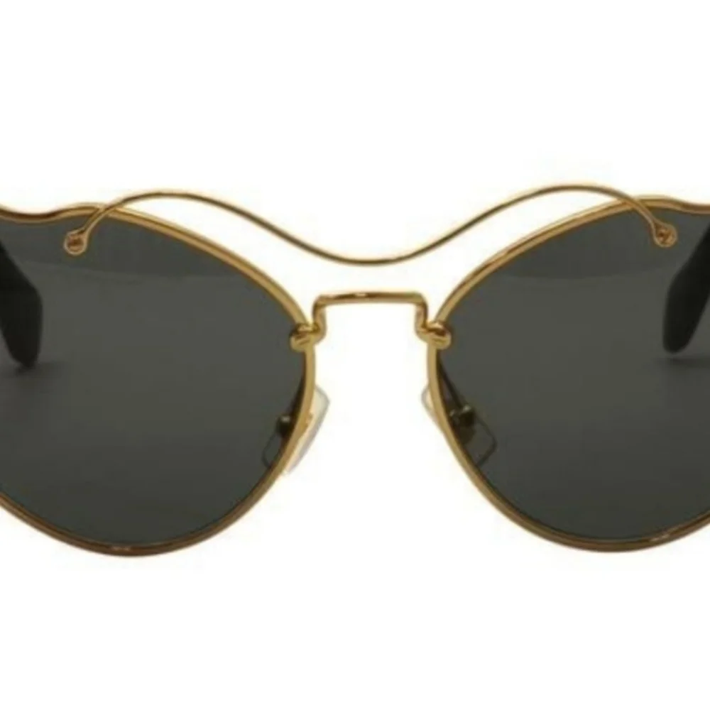 Miu Miu Gold Frame Sunglasses with Black Lenses